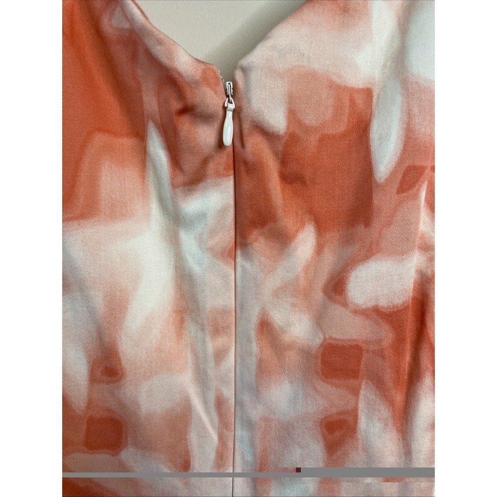 Calvin Klein Womens 8 Salmon White Floral Sleeveless Fit Flare Dress - Picture 6 of 9